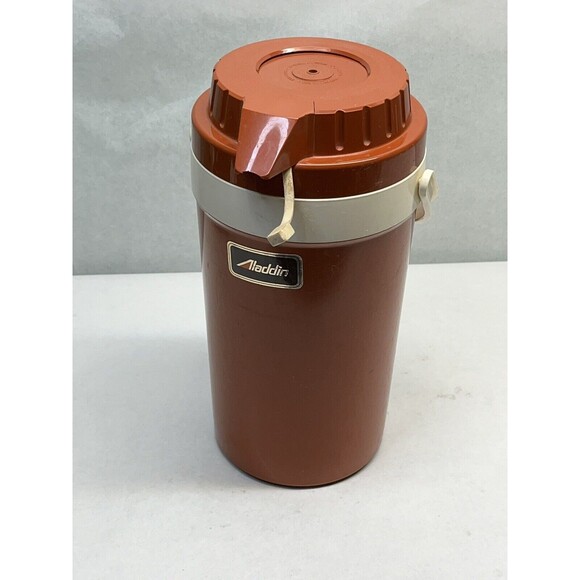 Vintage Aladdin Pump-A-Drink Orange 1/2 Gallon Dispenser Insulated Water Jug - Picture 1 of 4